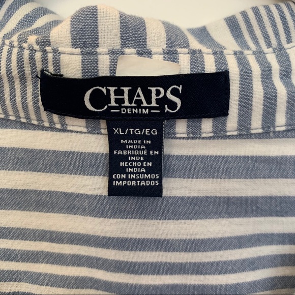 🎉HP🎉 Chaps Blue & White Striped Top Size XL - Picture 4 of 11